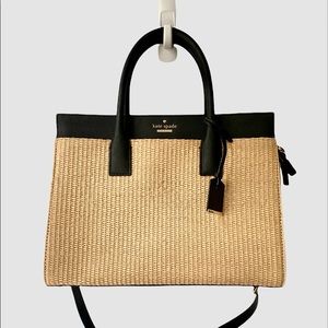 Kate Spade Candace straw satchel black tote